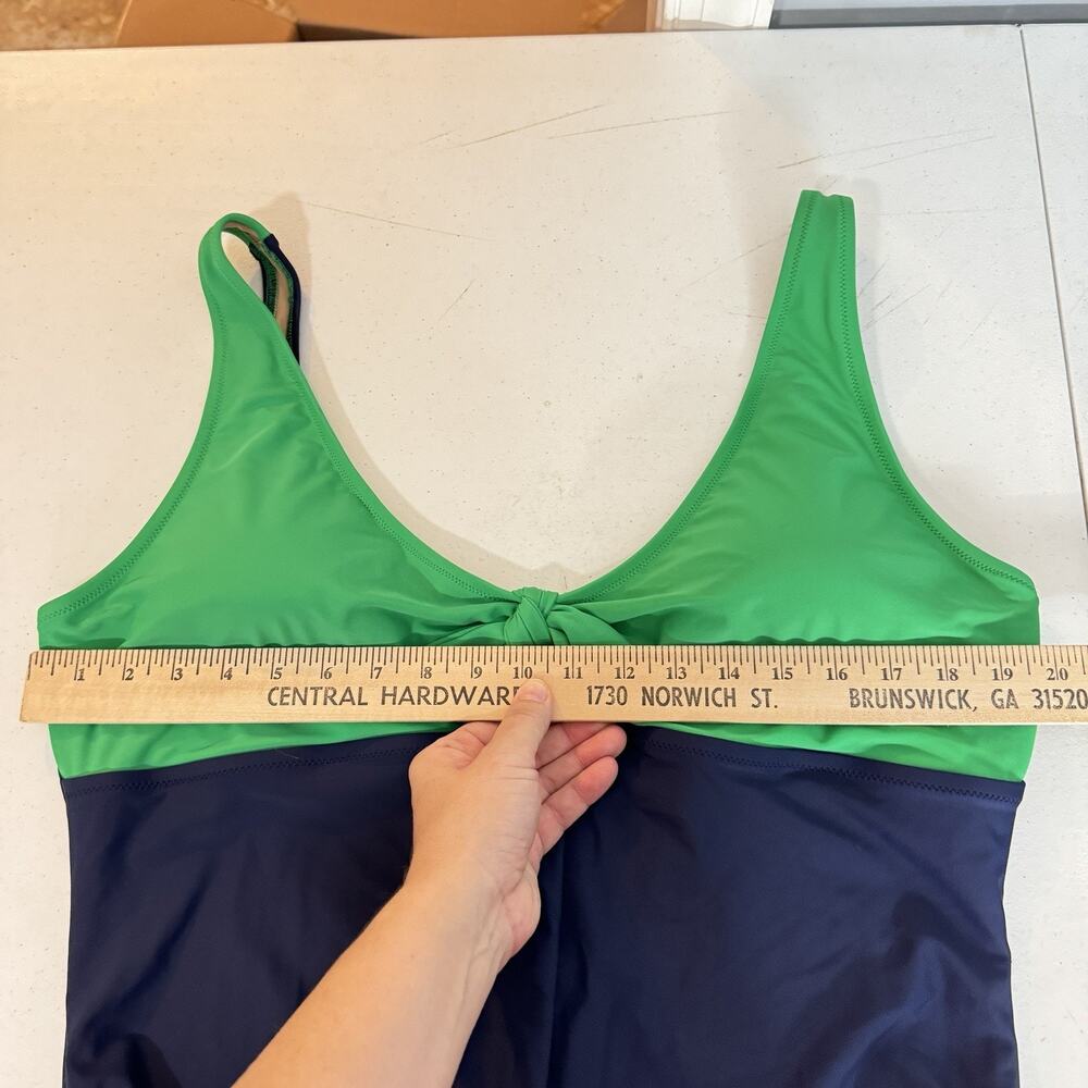 J. Crew Cutout One-Piece Swimsuit with Bow Size 3X Green Blue Colorblock New - Picture 11 of 12